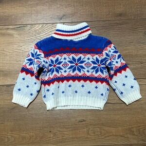 Baby Fair Kids Toddler Snowflake Fair Isle Knit Sweater 18 Months Blue Red White